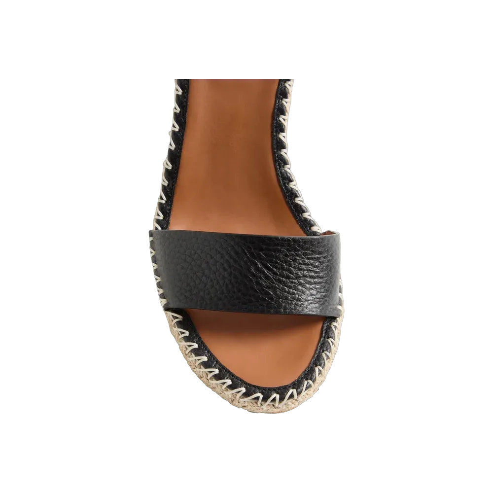 Valentino Double Rockstud Grainy Calfskin Wedge Sandal 105mm Black