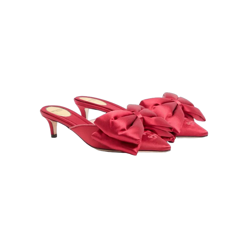 Valentino Yolande Satin Mule 45mm Red