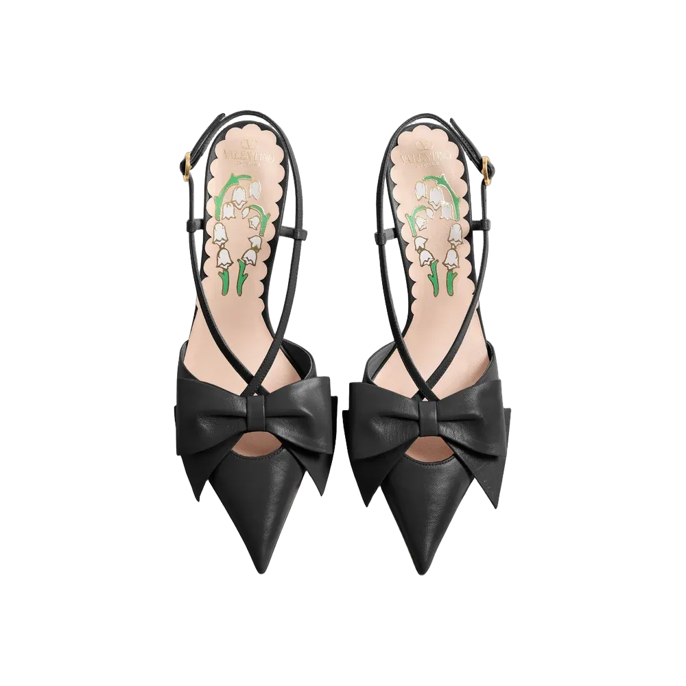 Valentino Bowow Slingback Pumps In Kidskin 85mm Black