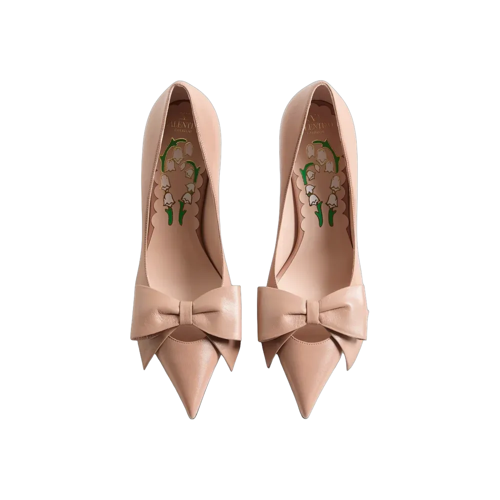 Valentino Bowow Pump In Kidskin 100mm Rose Cannelle