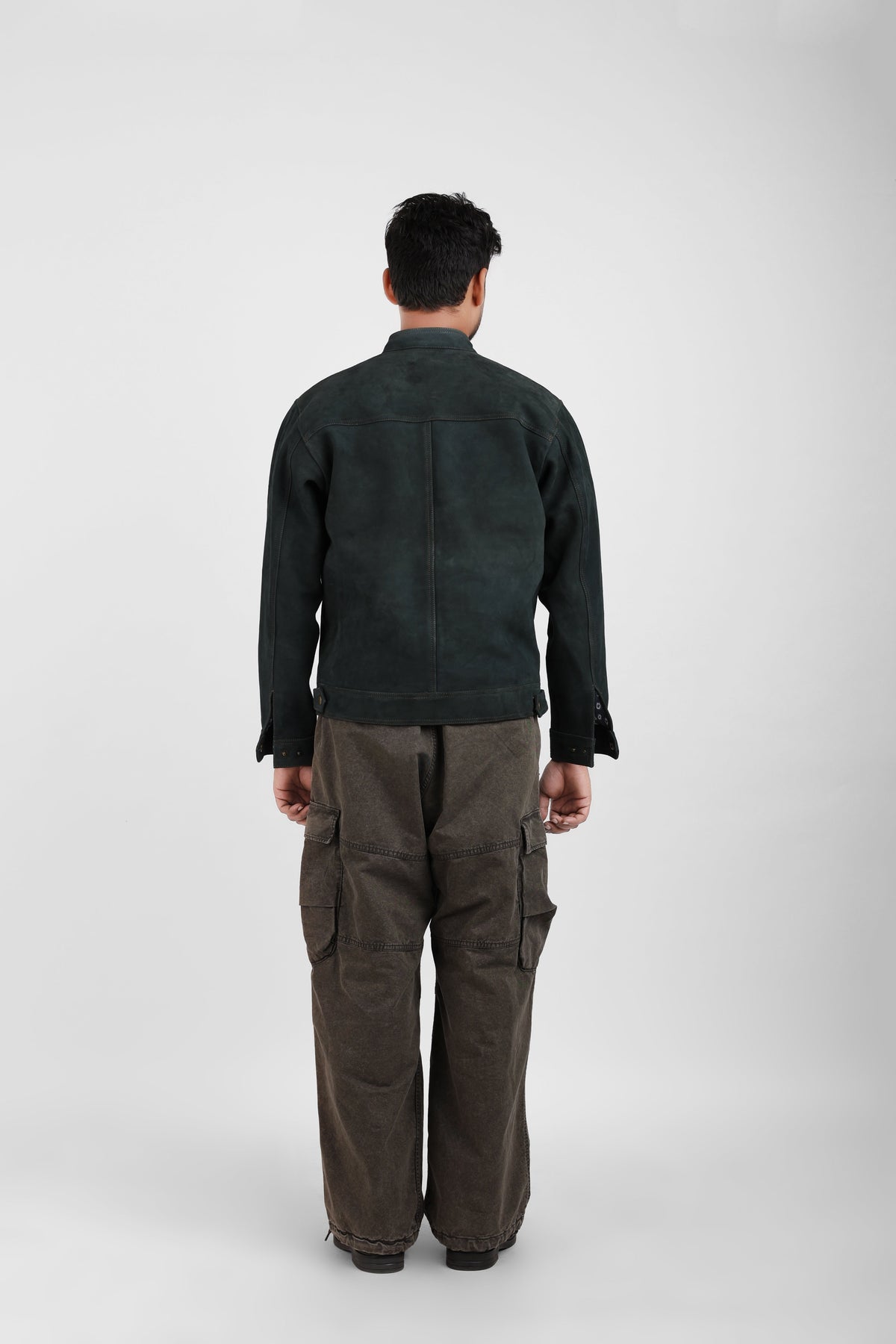 Shakkar Papa Classic Suede Leather Jacket – Forest Green – view 5
