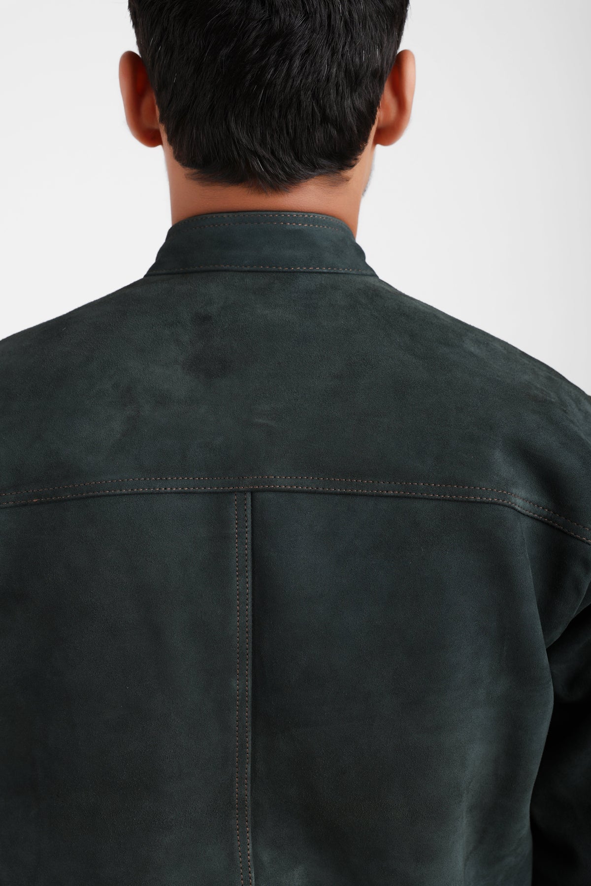 Shakkar Papa Classic Suede Leather Jacket – Forest Green – view 6