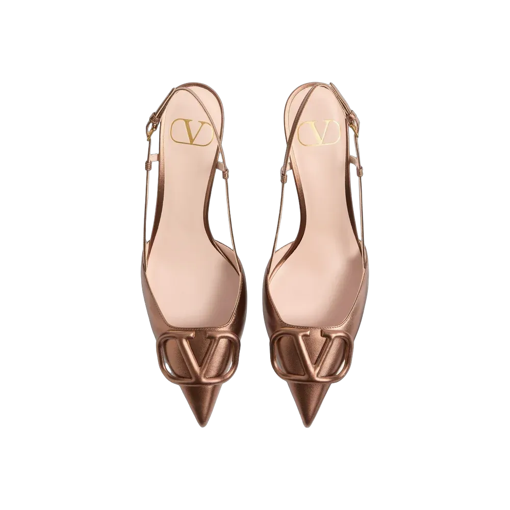 Valentino VLogo Signature Slingback Pump In Laminated Nappa Leather 80mm Bronze
