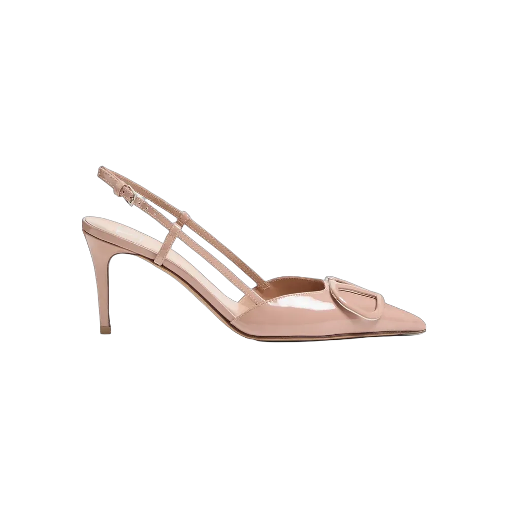 Valentino VLogo Signature Patent Leather Slingback Pump 80mm Rose Cannelle