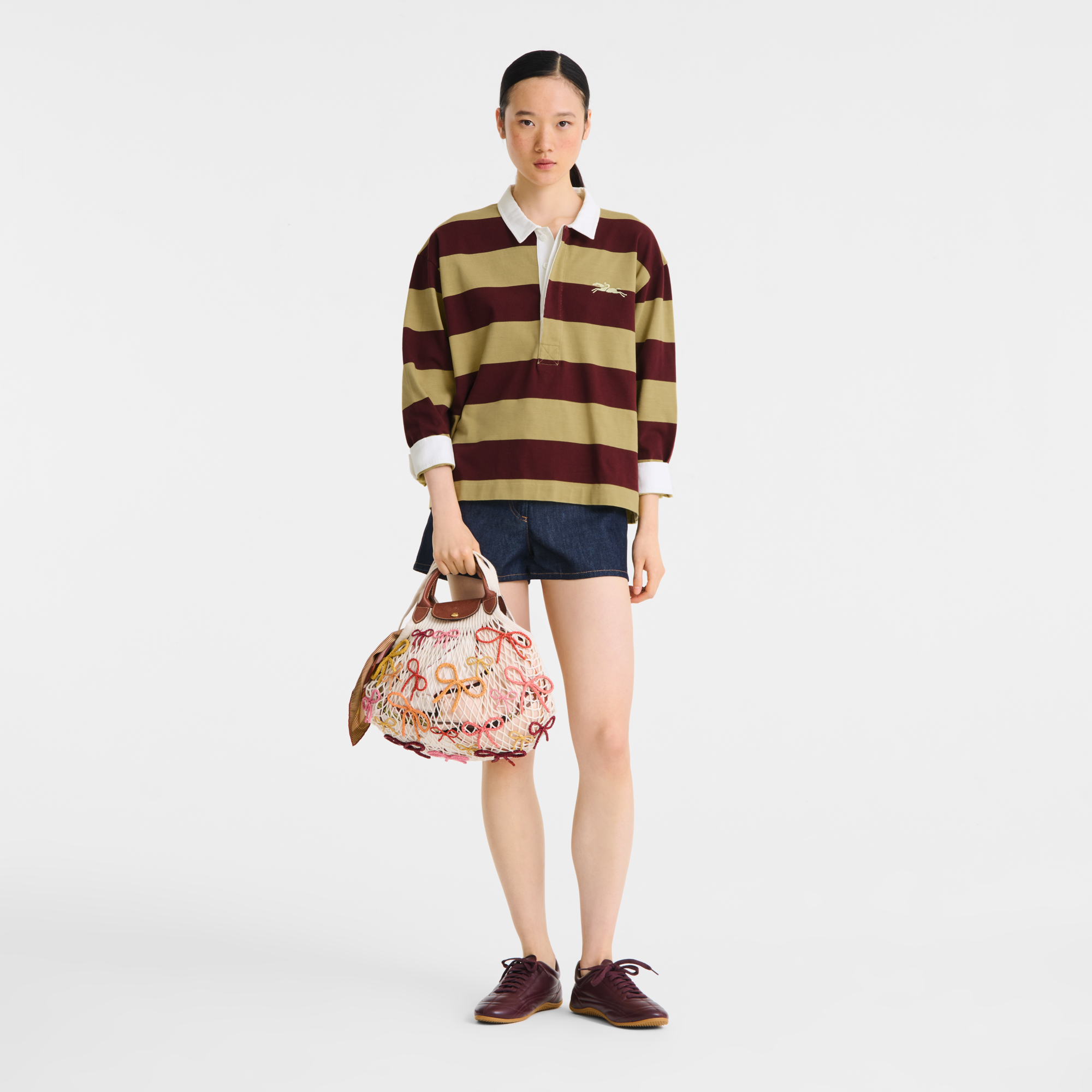 Longchamp Le Pliage Collection L Mesh bag Ecru