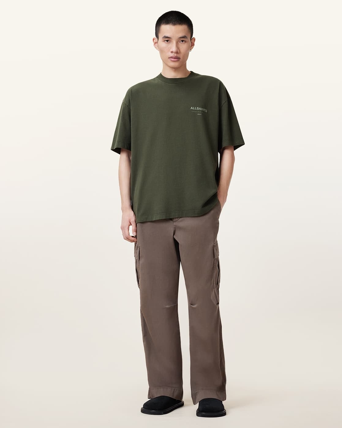 All Saints Underground Oversized Crew-Neck T-Shirt 'kombu-green'