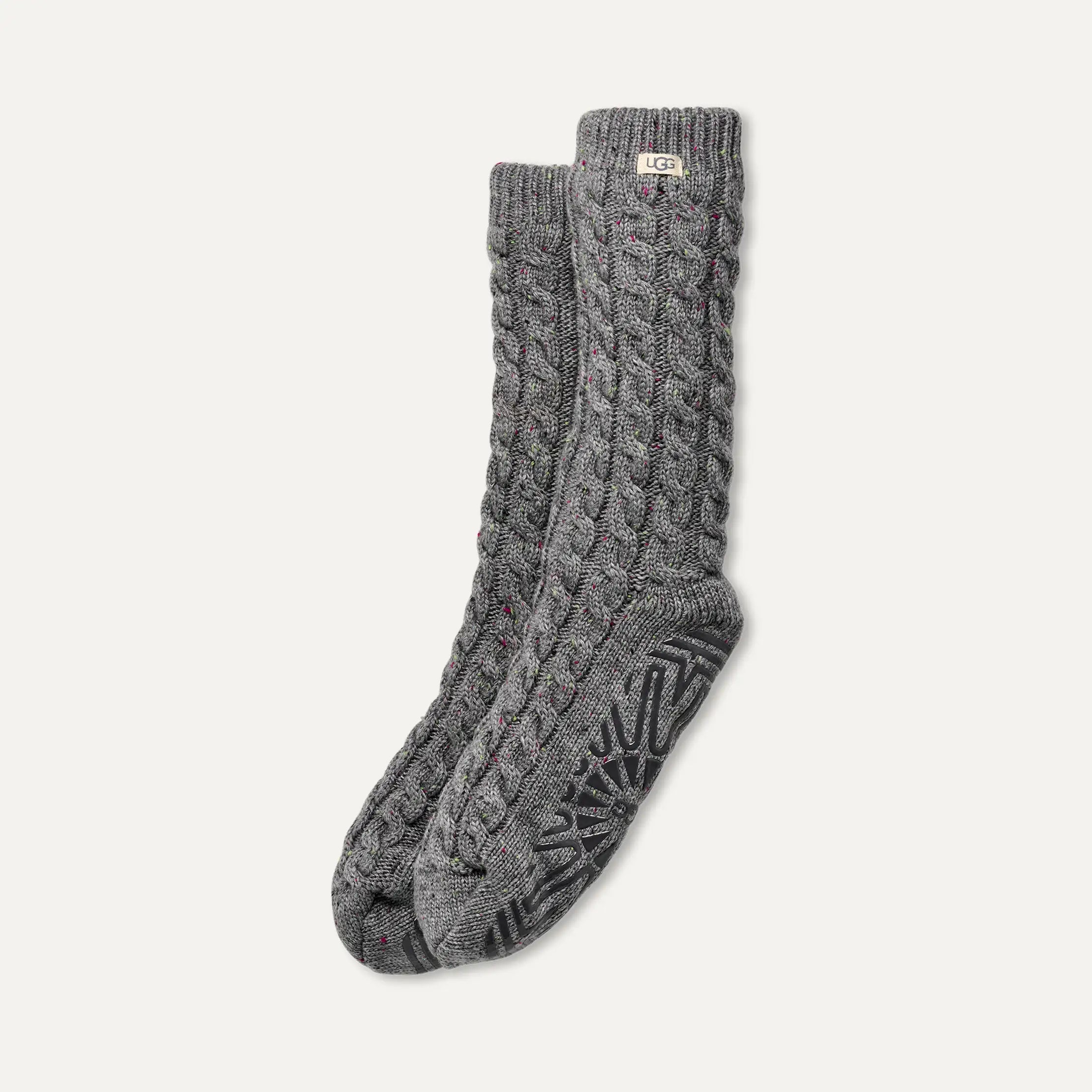 Ugg Elowyn Cable Knit Fleece Lined Charcoal Heather Confetti