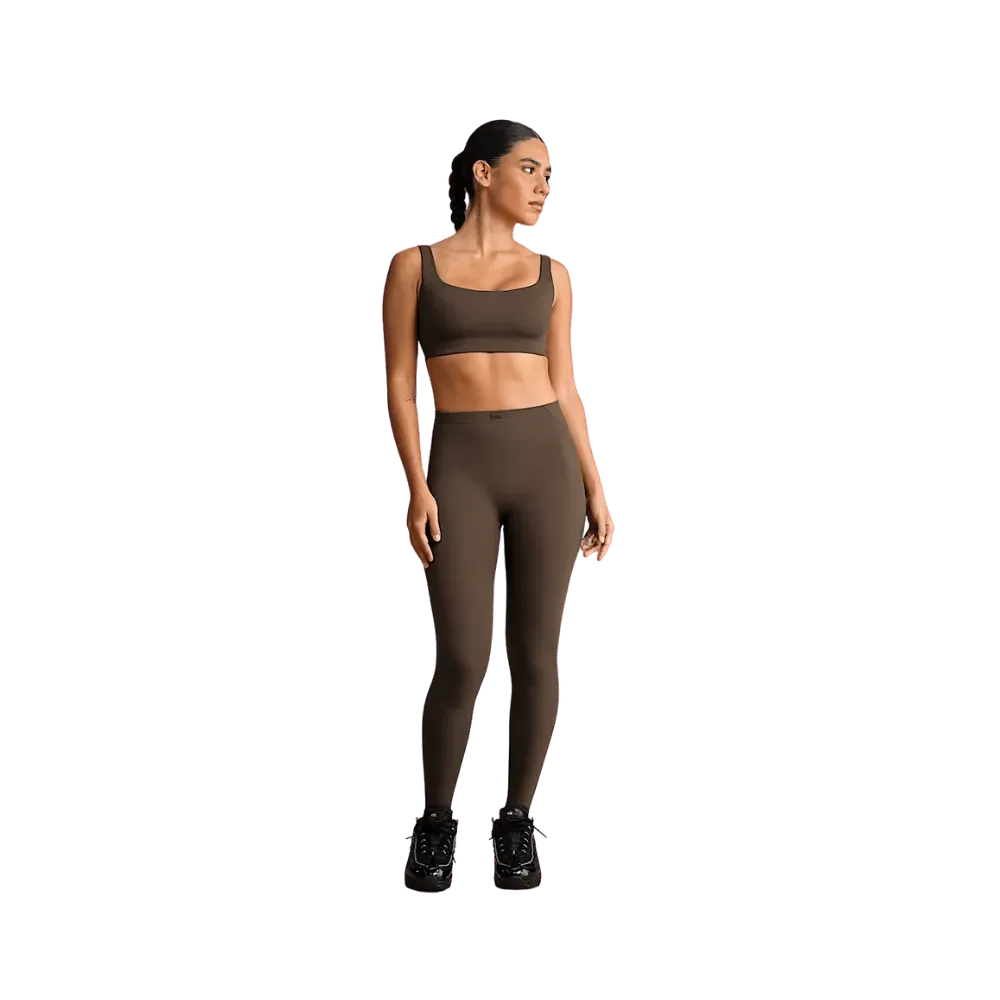 Nike X Skims Women's High-Waisted Footsie Grip Leggings Dark Sepia