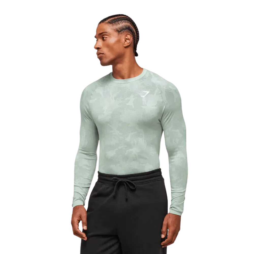 Gymshark Geo Seamless Long Sleeve T-Shirt Morning Blue