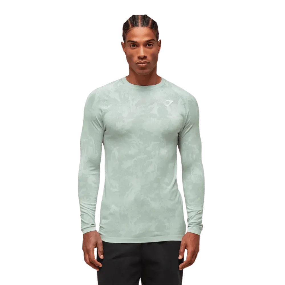 Gymshark Geo Seamless Long Sleeve T-Shirt Morning Blue