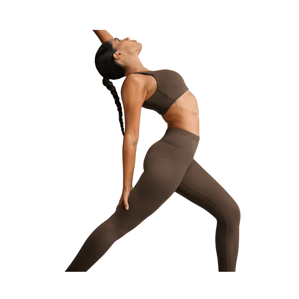 Nike X Skims Women's High-Waisted Footsie Grip Leggings Dark Sepia