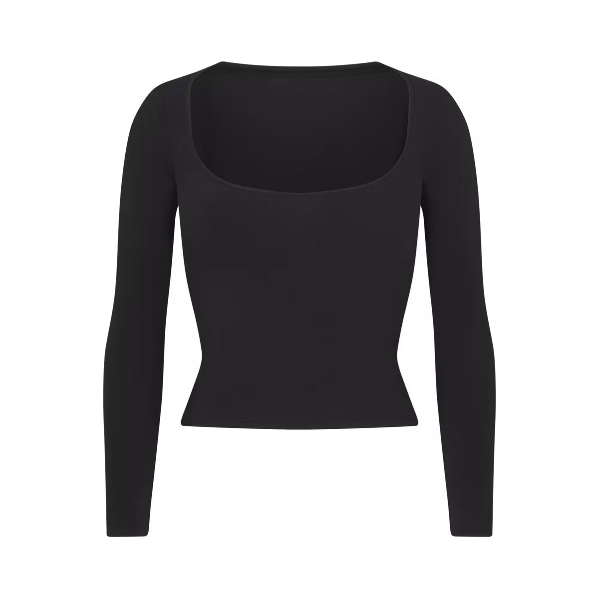 Skims Cotton Jersey Scoop Neck Long Sleeve Soot