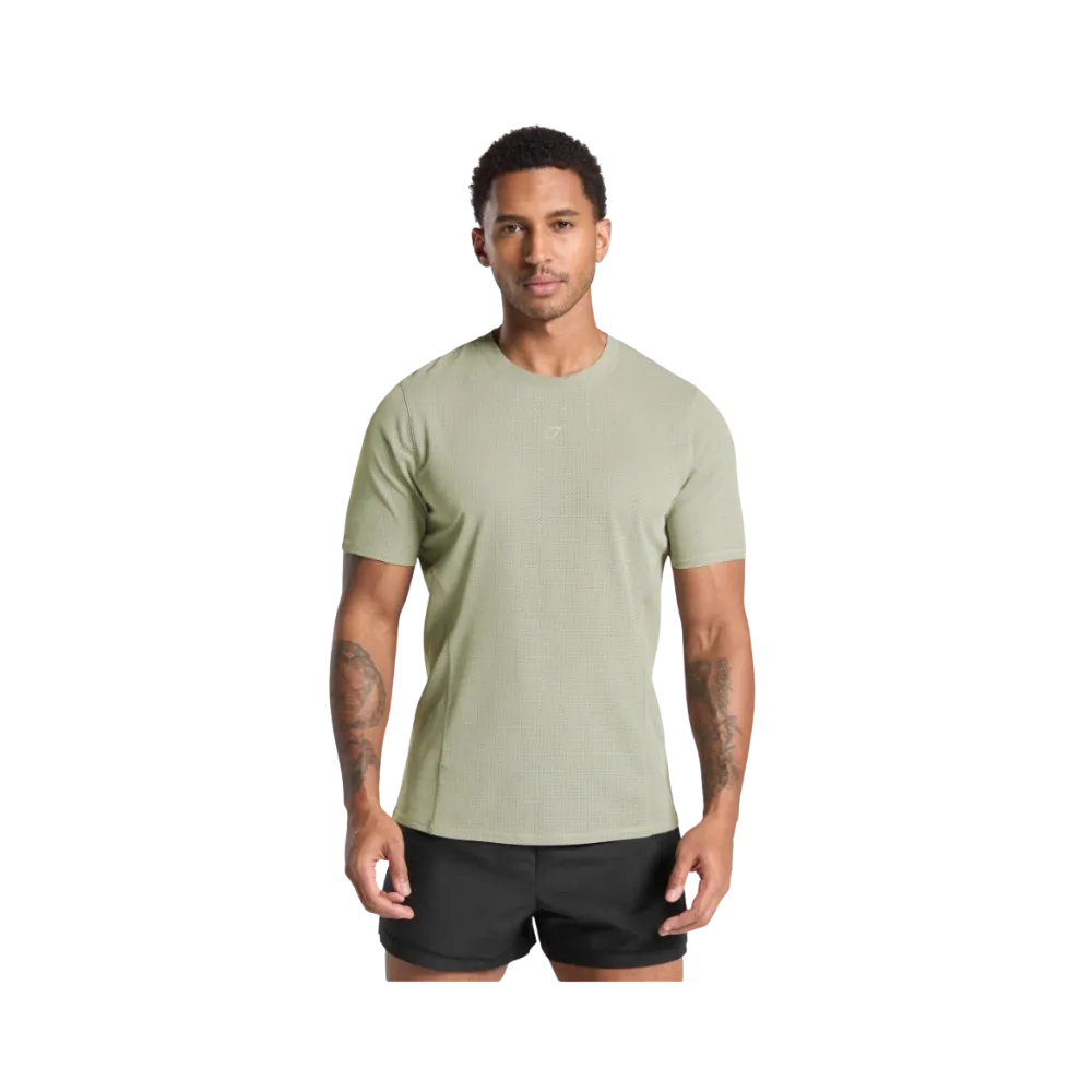 Gymshark Running T Shirt Slim Fit Chalk Green