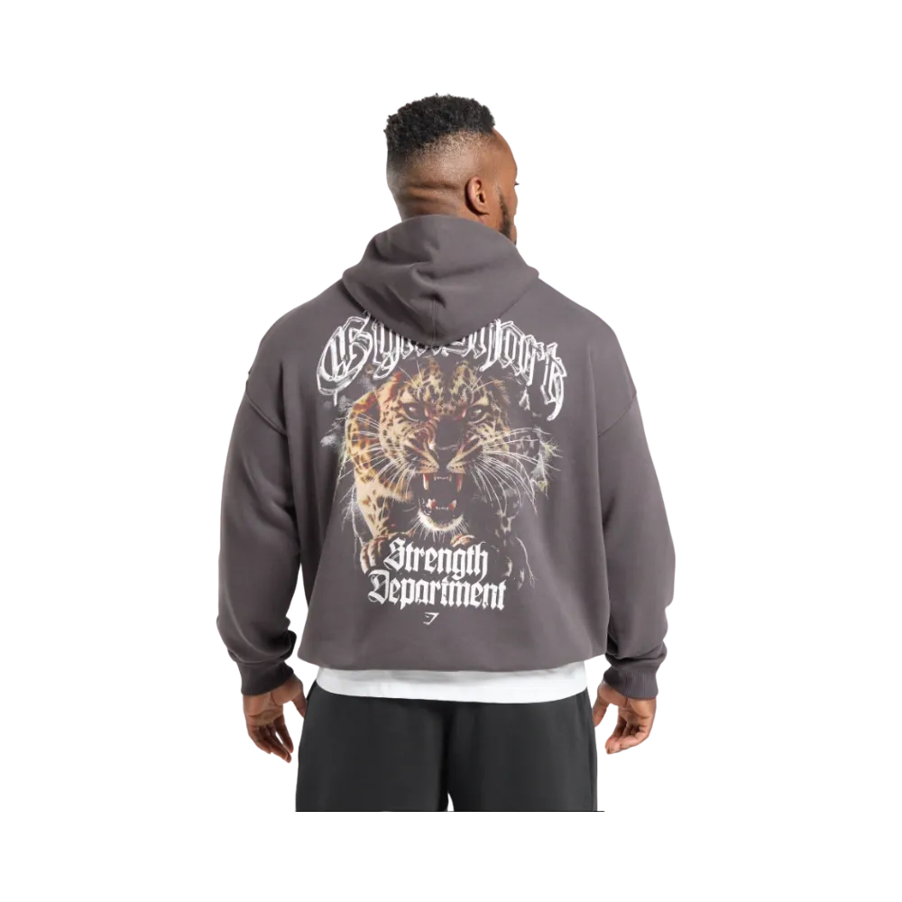 Gymshark Strength Department Animal Oversized Hoodie Greyed Purple