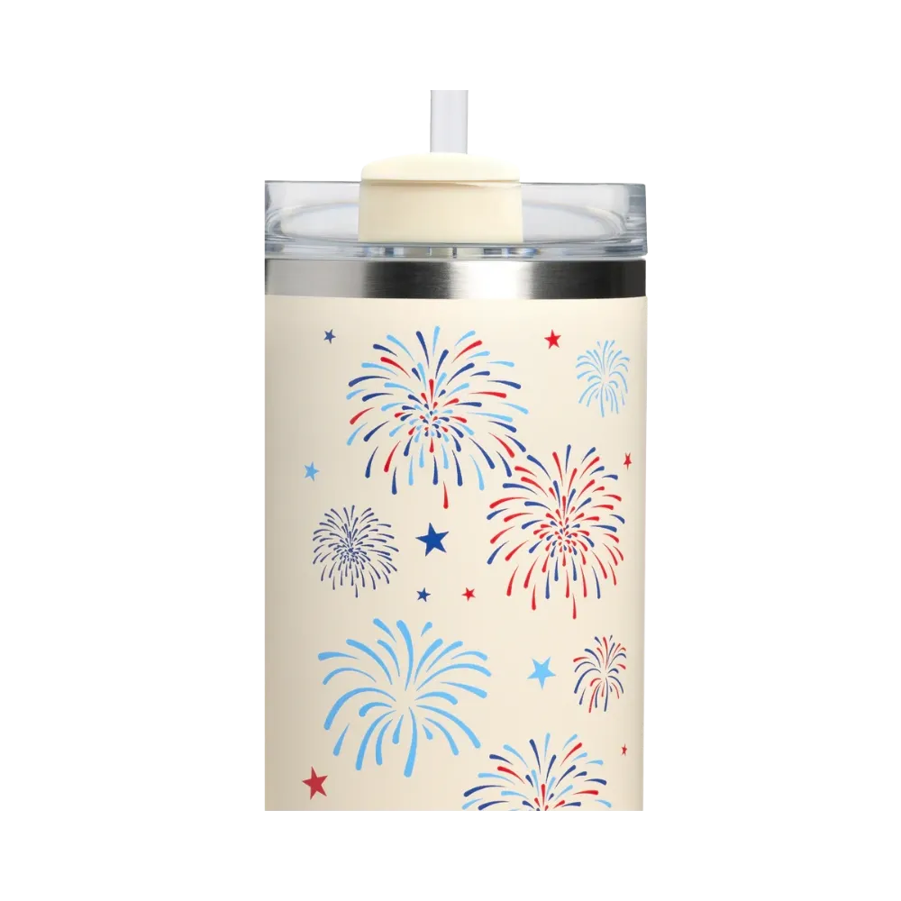 Stanley Quencher H2 0 Flowstate Tumbler Cream Royal Fireworks 30 OZ