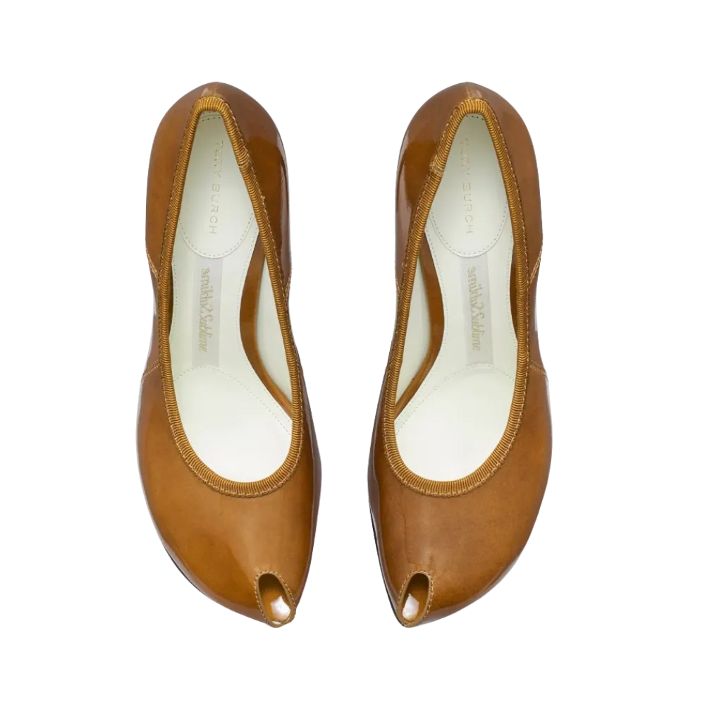 Tory Burch Peep-Toe Pump Caramel Tan