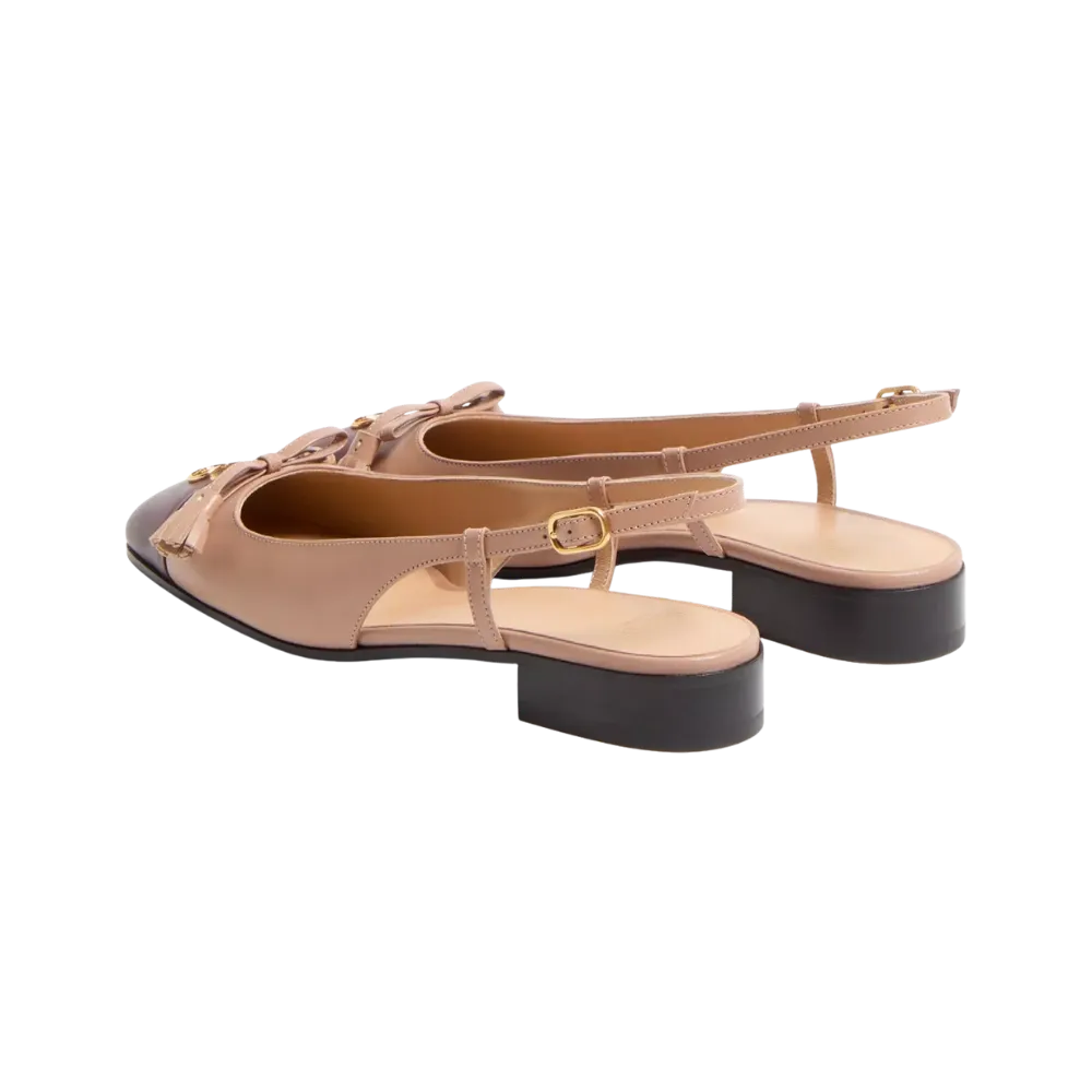Valentino Valet Du Roi Kid Slingback Ballerina 25mm Rose Cannelle
