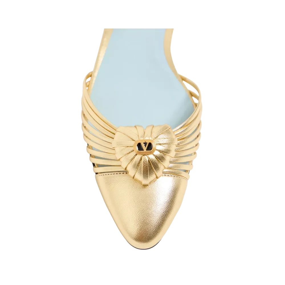 Valentino Coeur Royal Laminated Nappa Ballerina Antique Brass