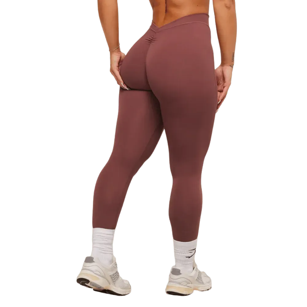 Gymshark Lifting Dipped Waistband Leggings Burgundy Brown