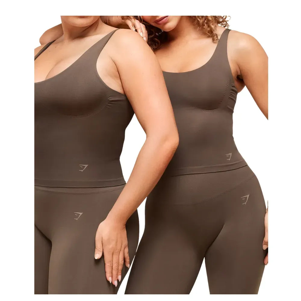 Gymshark Soft Sculpt Tank With Shelf Walnut Brown