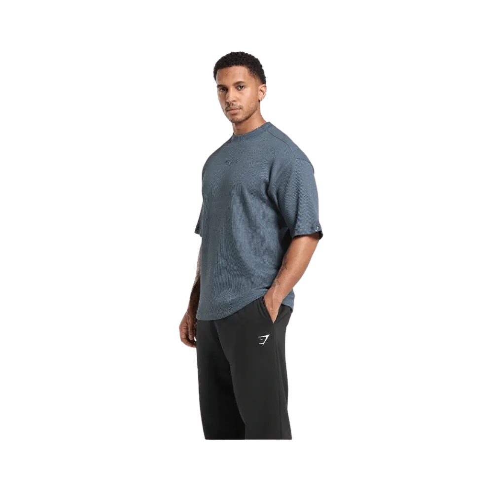 Gymshark Waffle Oversized T-Shirt Titanium Blue