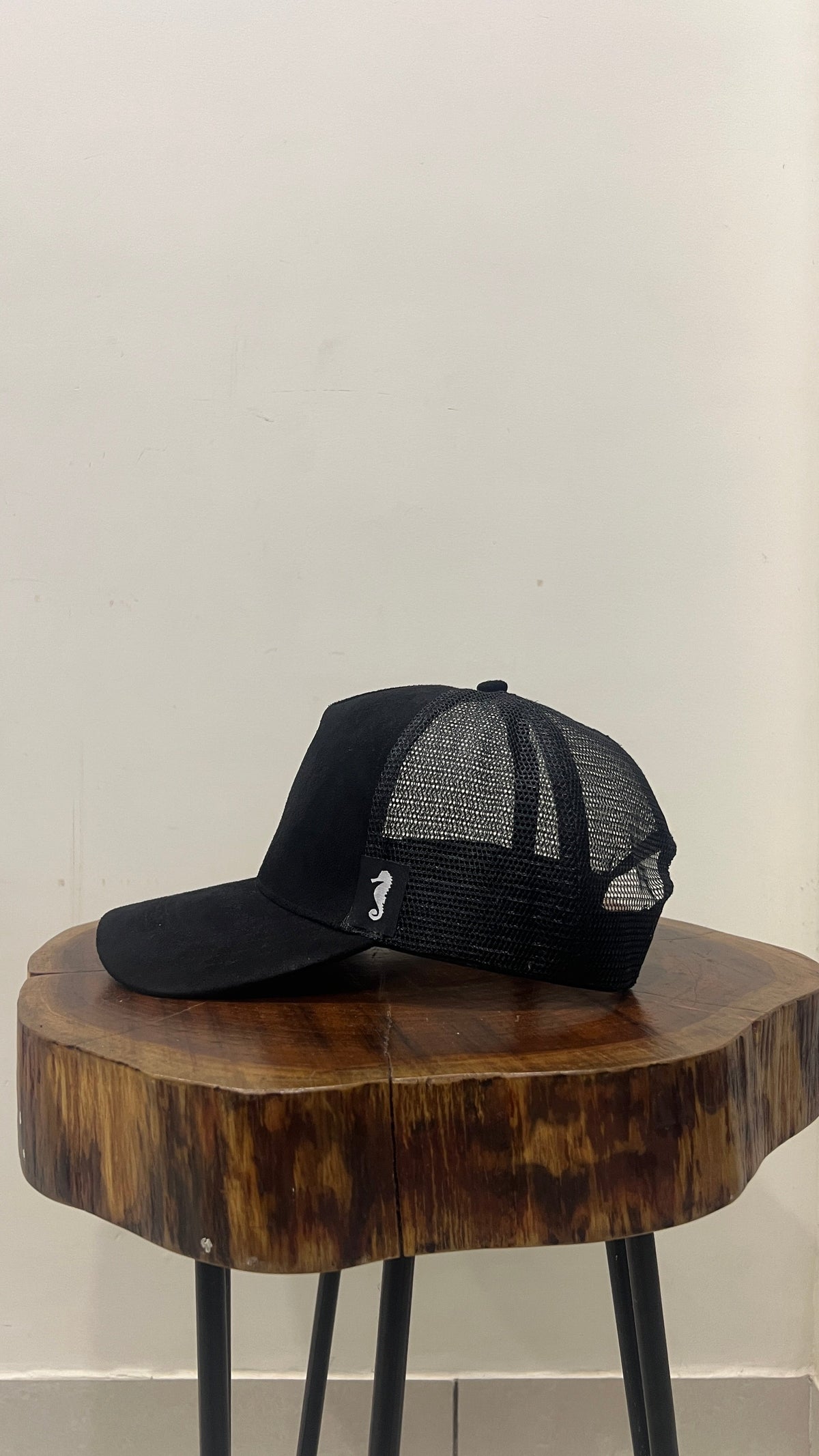 THE SEA HORSE Suede Trucker cap - Solid Black – view 5