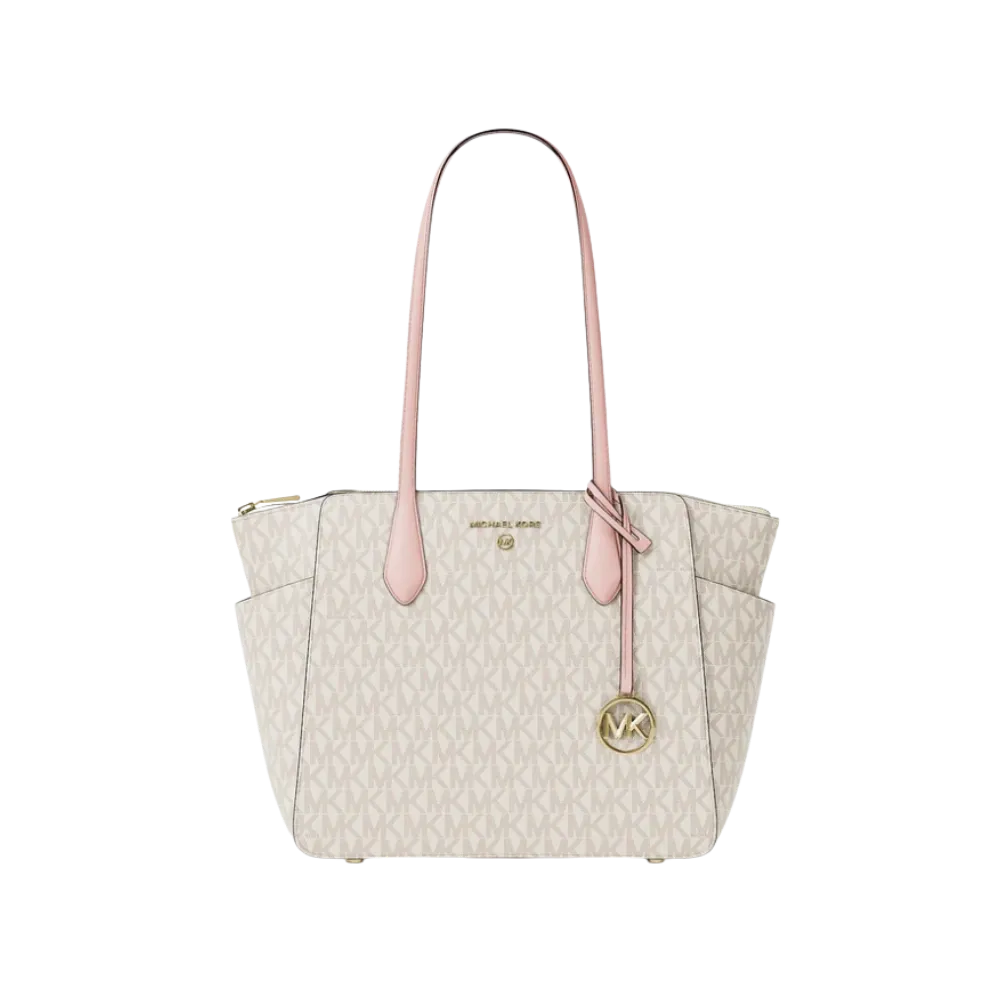 Michael Kors Marilyn Medium Signature Logo Tote Bag Pwd Blsh Mlt
