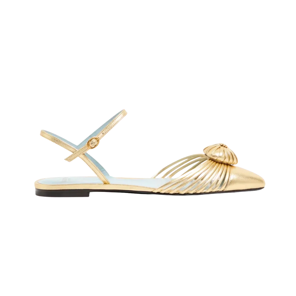 Valentino Coeur Royal Laminated Nappa Ballerina Antique Brass