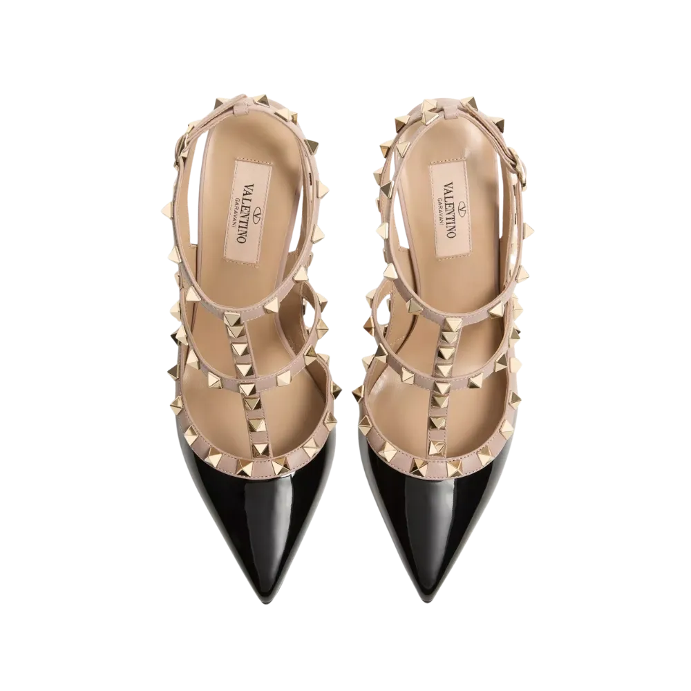 Valentino Patent Rockstud Caged Pump 100mm Black