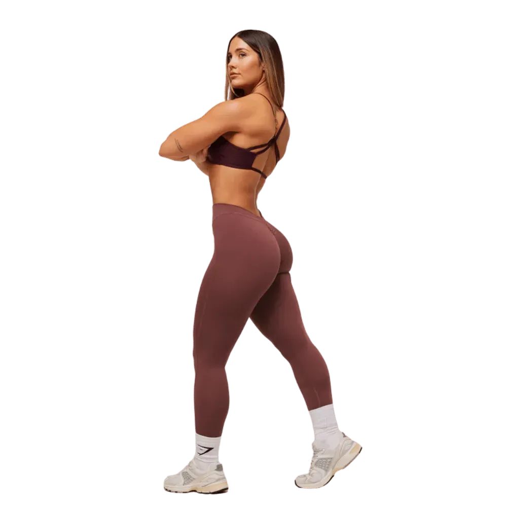 Gymshark Lifting Dipped Waistband Leggings Burgundy Brown