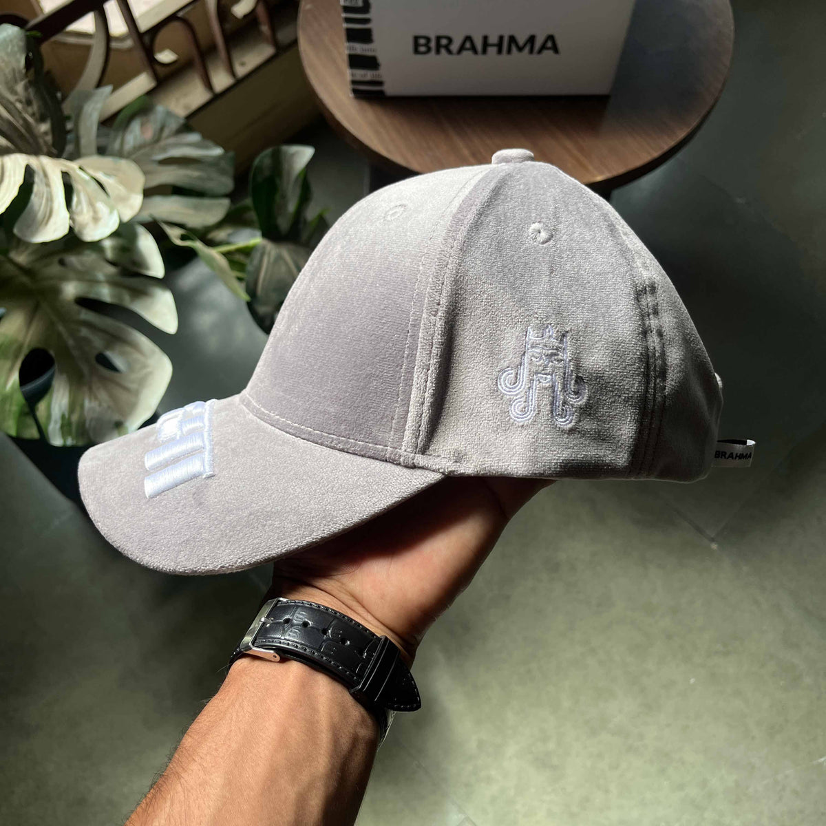House of Brahma Brahma // Elephant Grey Suede Baseball Cap – view 8