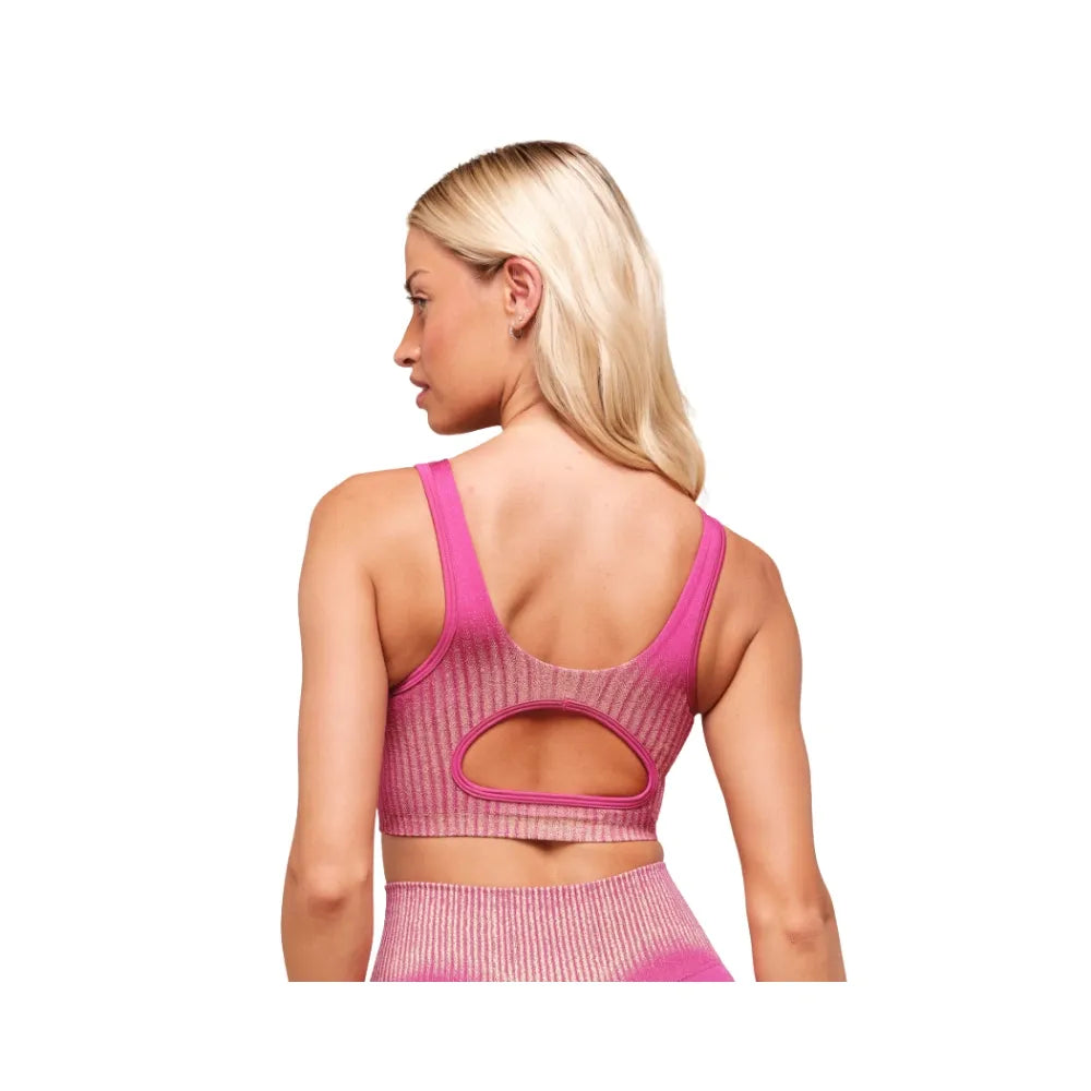 Gymshark Diffuse Seamless Sports Bra - Light Support Winning Pink/Refresh Yellow
