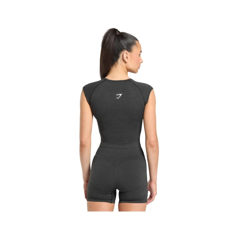 Gymshark Vital Scoop Neck Top Black Marl