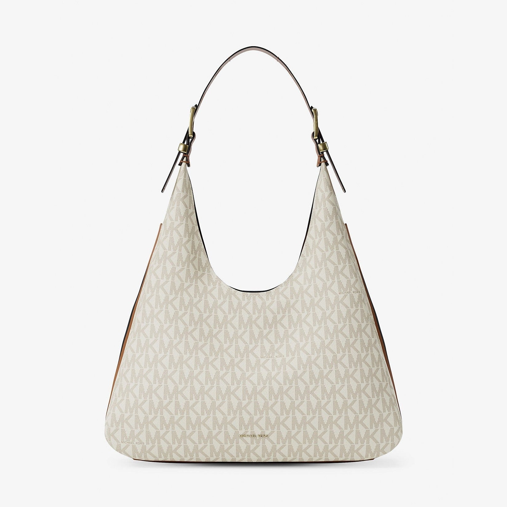 Michael Kors Nolita Large Signature Logo Shoulder Bag Vanilla-Acorn