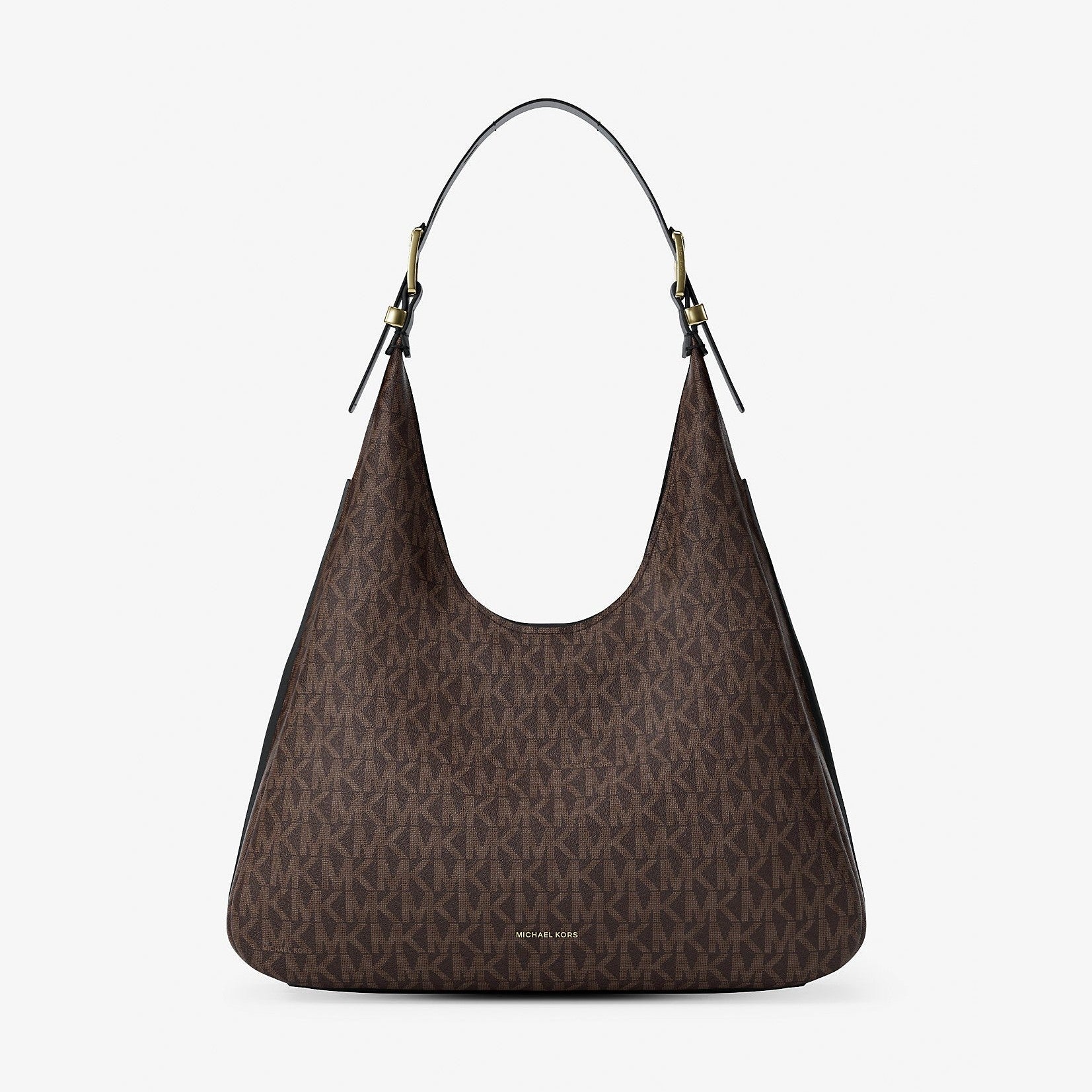Michael Kors Nolita Large Signature Logo Shoulder Bag Brown-Blk