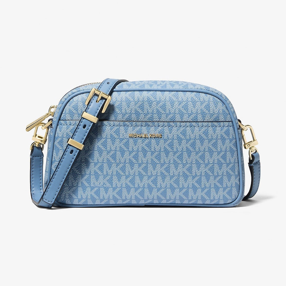 Michael Kors Jet Set Small Signature Logo Camera Crossbody Bag French Blue