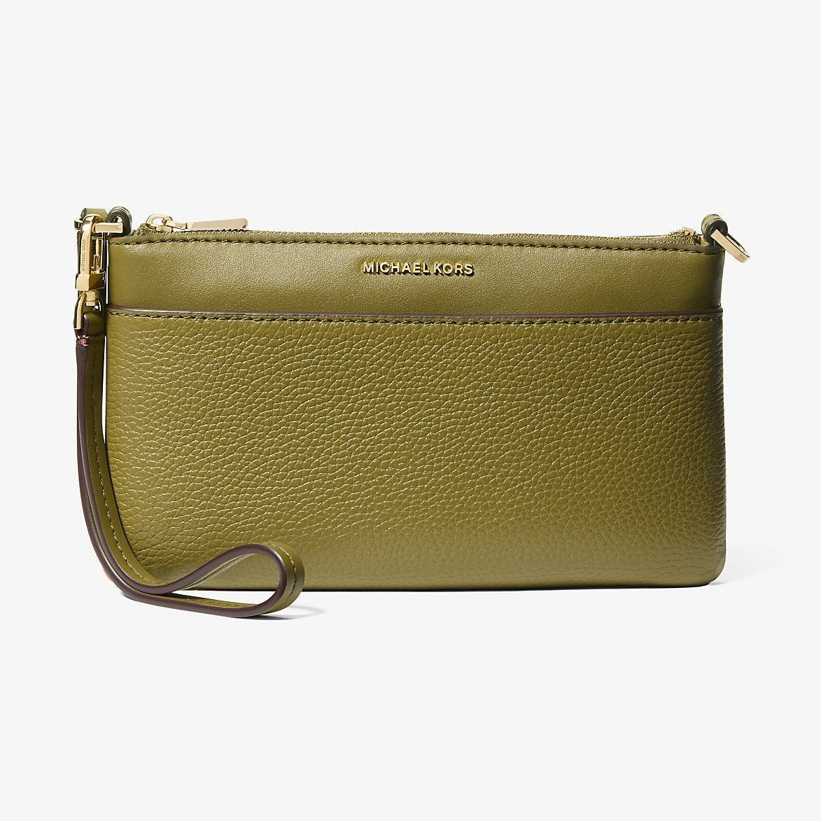 Michael Kors Jet Set Medium Pebbled Leather Wristlet Pistachio