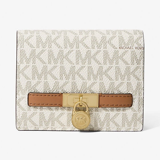 Michael Kors Hamilton Moderne Small Signature Logo Wallet Vanilla-Acorn
