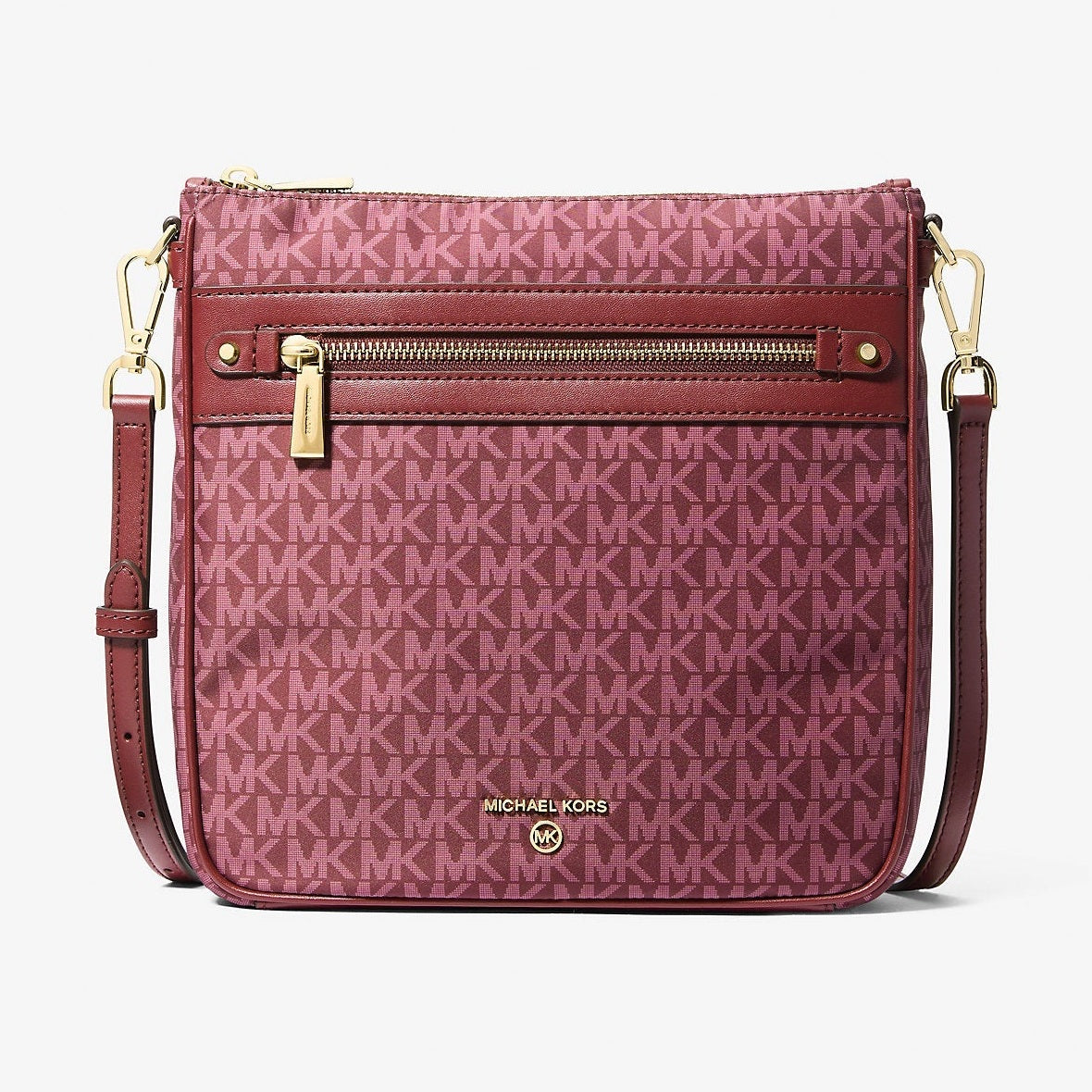 Michael Kors Jet Set Large Signature Logo Printed Crossbody Bag Mulberry