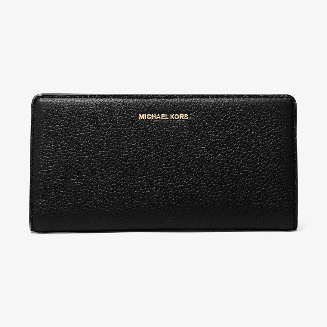 Michael Kors Bryant Large Pebbled Leather Snap-Front Wallet Black