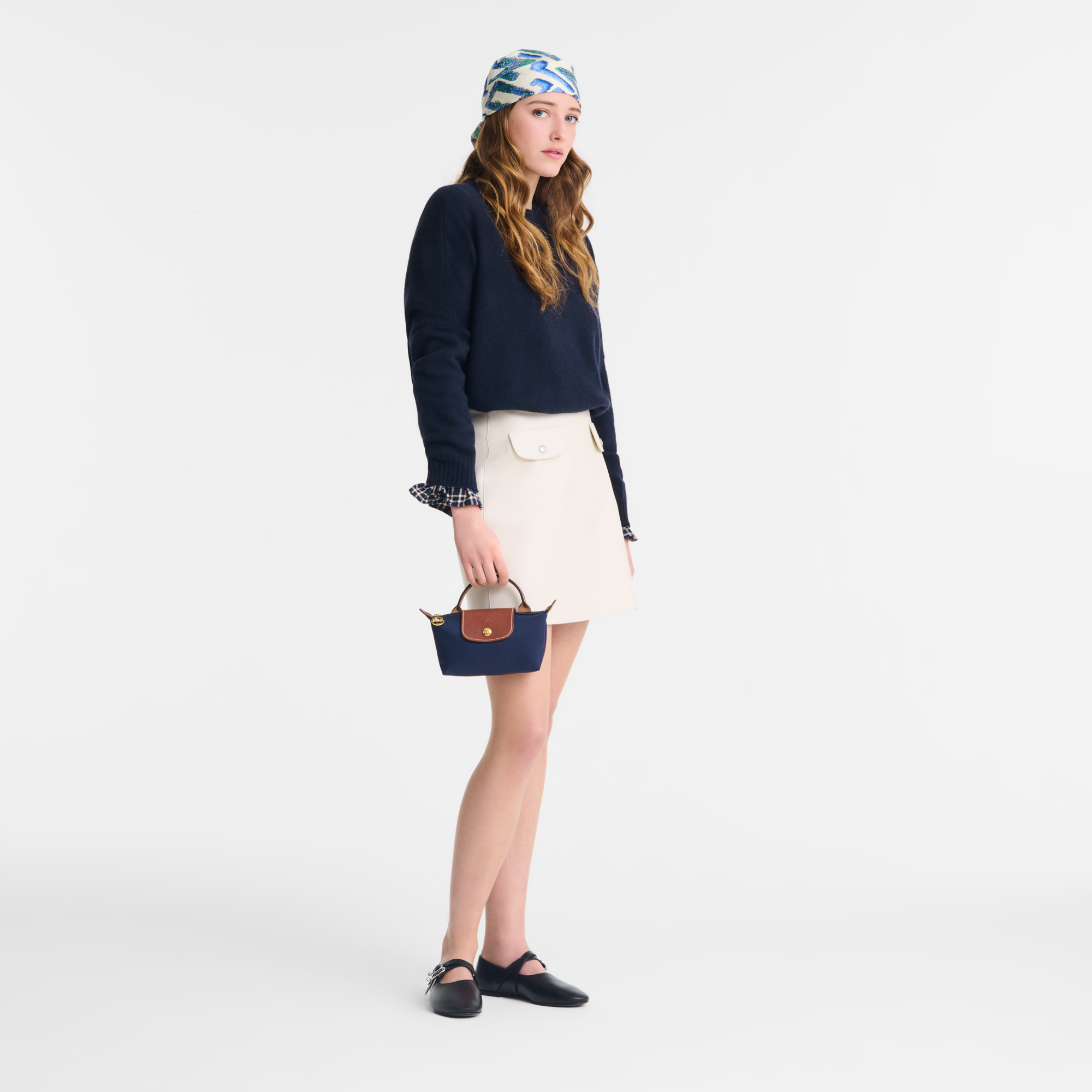 Longchamp Le Pliage Original Pouch with handle Navy