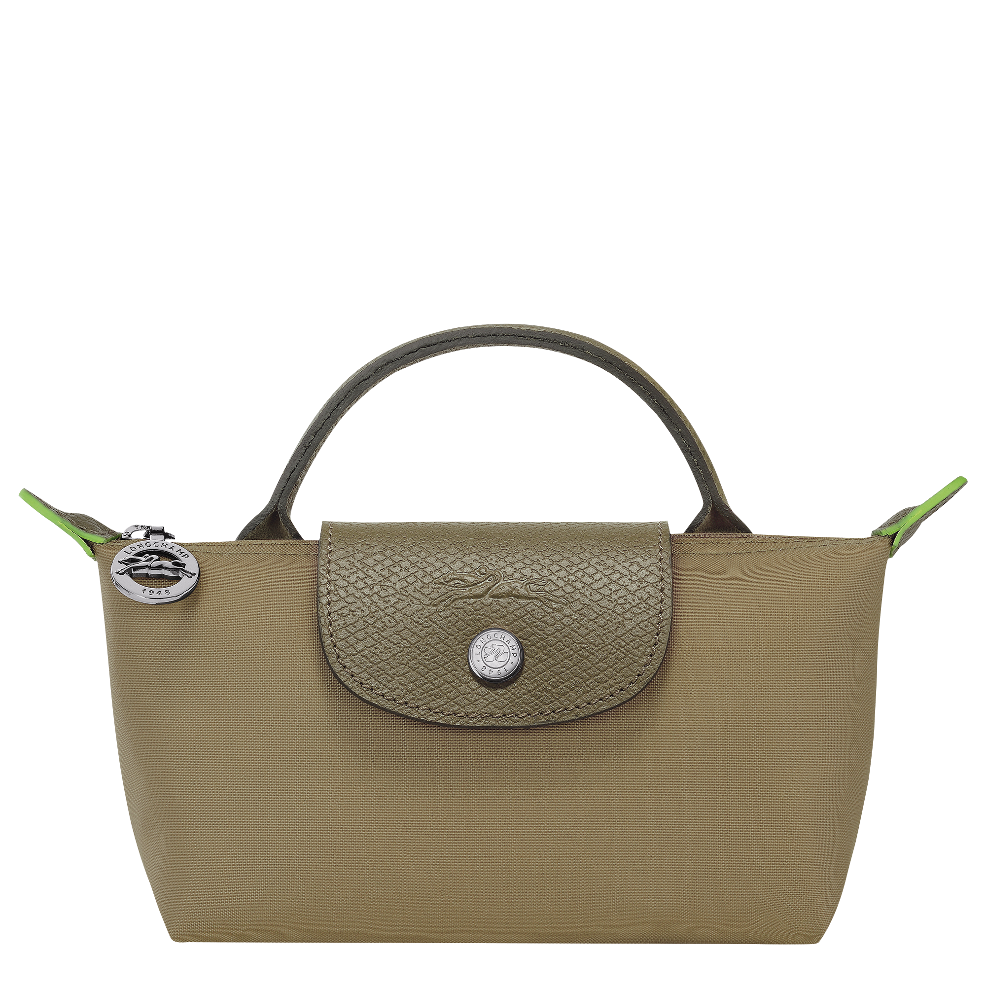 Longchamp Le Pliage Green Pouch with handle Artichoke