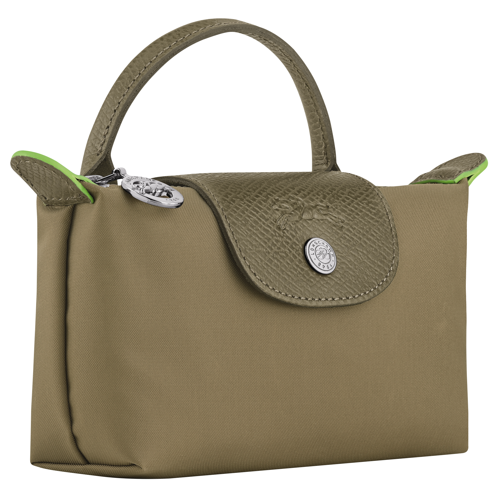 Longchamp Le Pliage Green Pouch with handle Artichoke