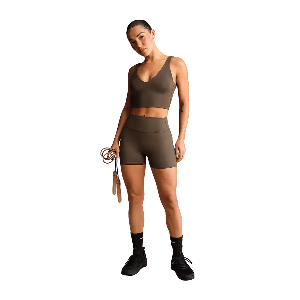 Nike X Skims Matte Women's V-Neck Long-Line Bra DARK SEPIA