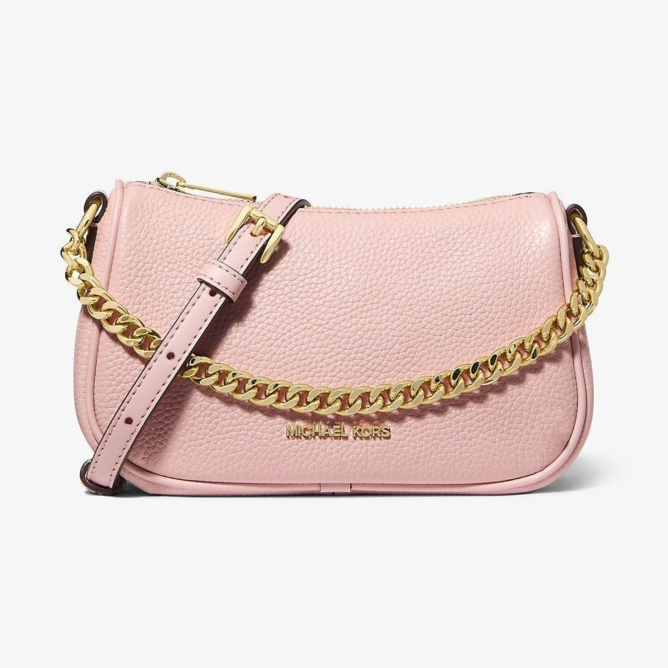 Michael Kors Carmela Small Pebbled Leather Convertible Crossbody Bag Powder Blush