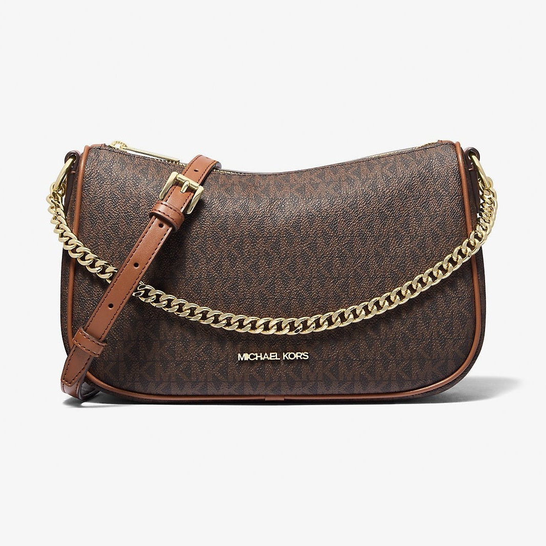 Michael Kors Carmela Medium Signature Logo Convertible Crossbody Bag Brown
