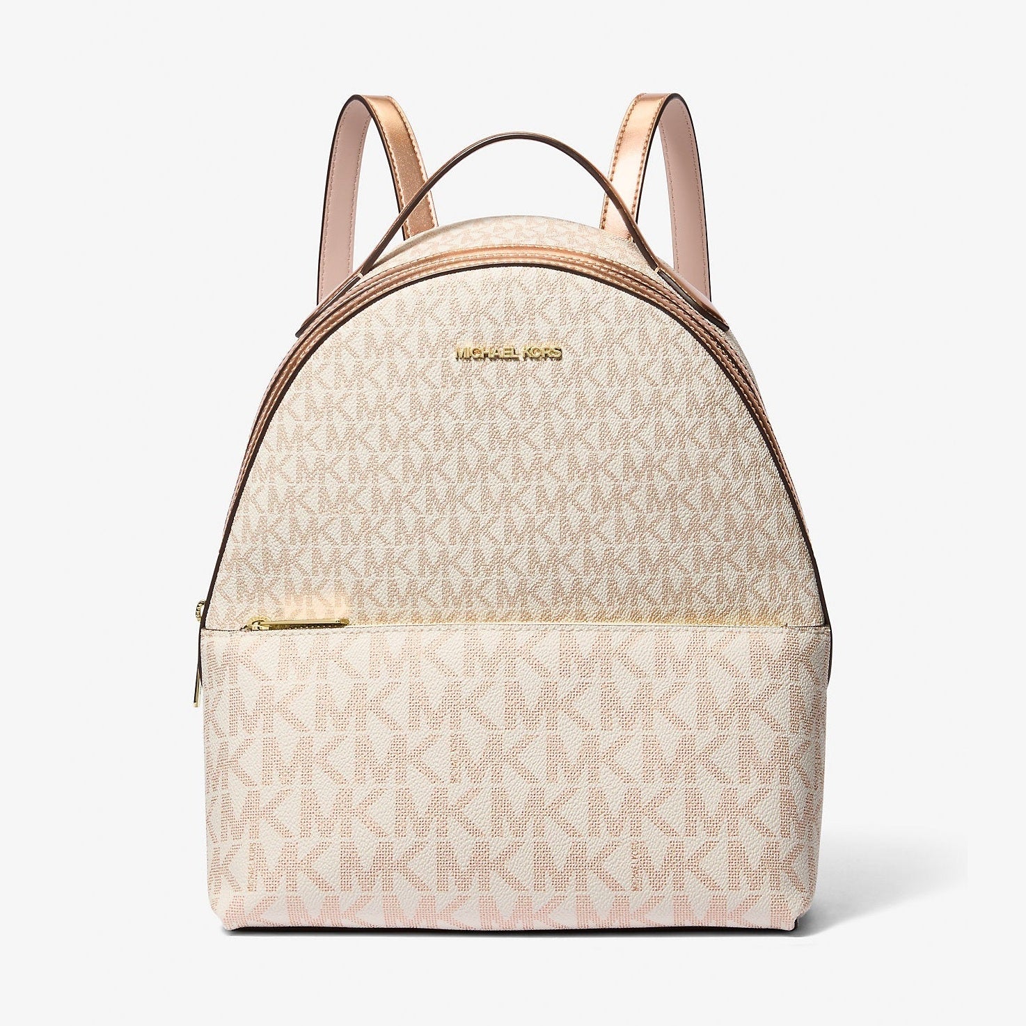 Michael Kors Sheila Medium Two-Tone Signature Logo Backpack Rose Gold