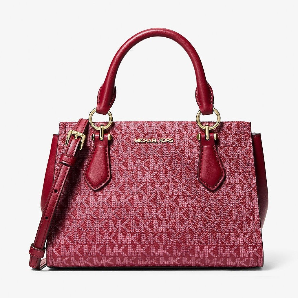 Michael Kors Marilyn Small Signature Logo Messenger Bag Cherry