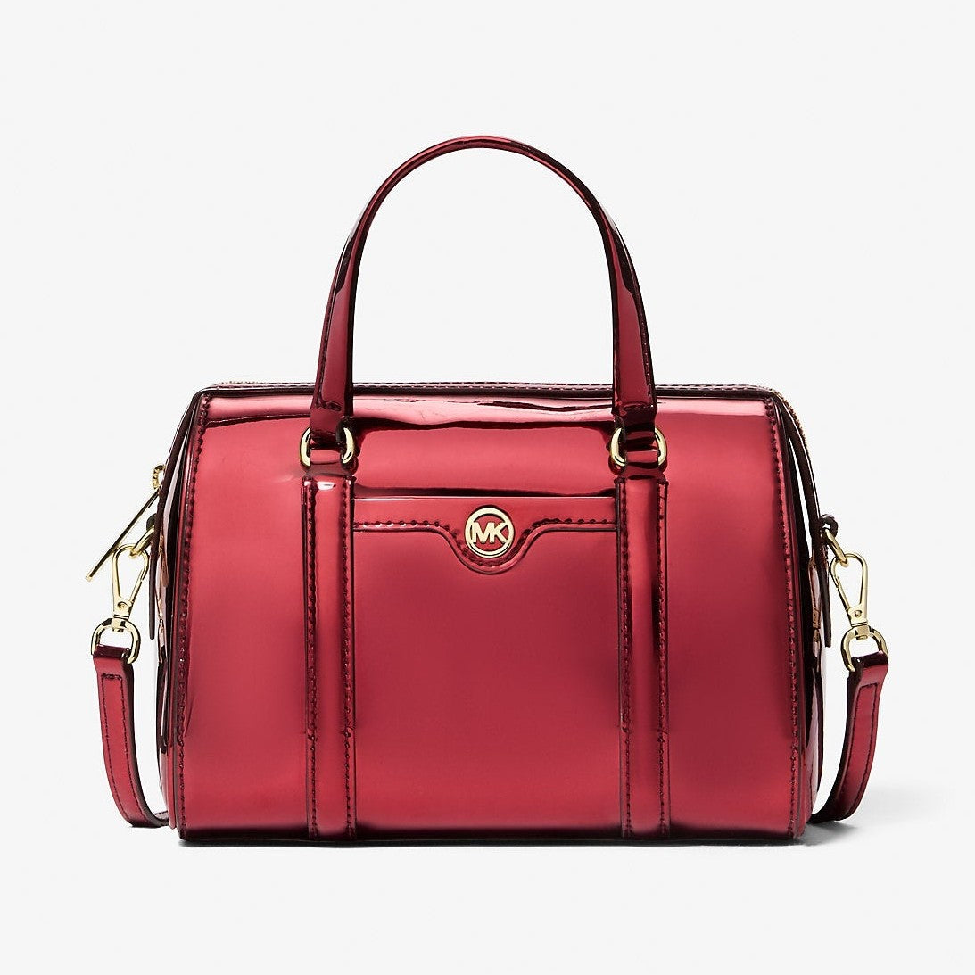 Michael Kors Jet Set Small Metallic Convertible Crossbody Bag Cherry