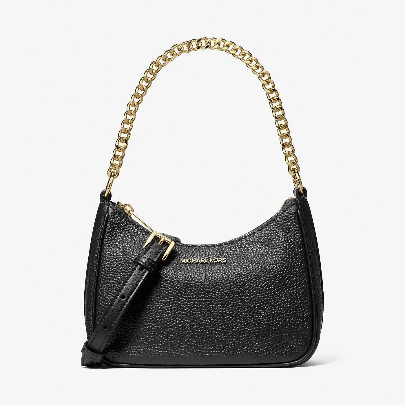 Michael Kors Jet Set Travel Pebbled Leather Convertible Crossbody Bag Black